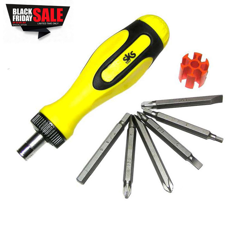 Κατσαβίδι καστάνιας με 6 διπλές μαγνητικές μύτες 65 mm κίτρινο.