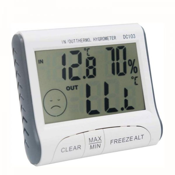 Ψηφιακό θερμόμετρο , υγρασιόμετρο και ρολόι.