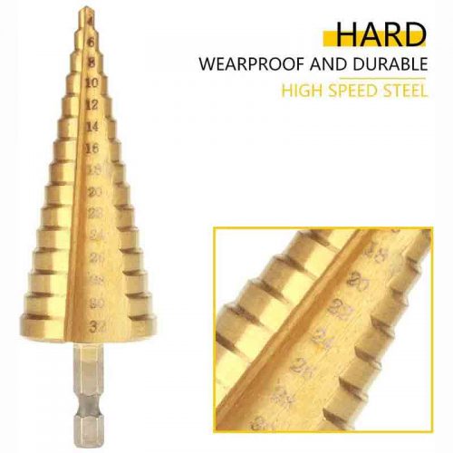 Τρυπάνι κωνικό 4 - 32 mm με επικάλυψη τιτανίου.