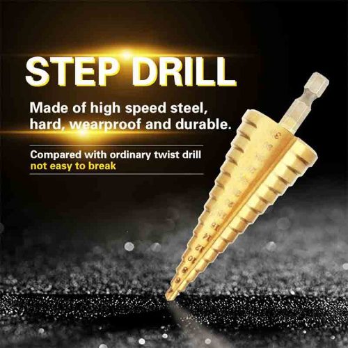 Τρυπάνι κωνικό 4 - 32 mm με επικάλυψη τιτανίου.