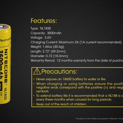 ΜΠΑΤΑΡΙΑ NITECORE 18650 / 3500mAh.