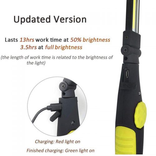 Φορτιζόμενος φακός εργασίας COB LED 360° με μαγνήτη κίτρινος.