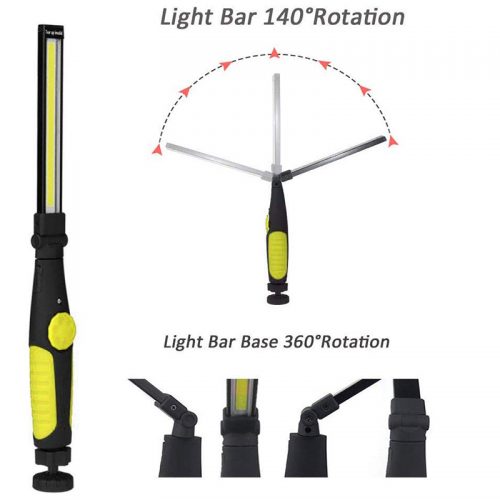 Φορτιζόμενος φακός εργασίας COB LED 360° με μαγνήτη κίτρινος.