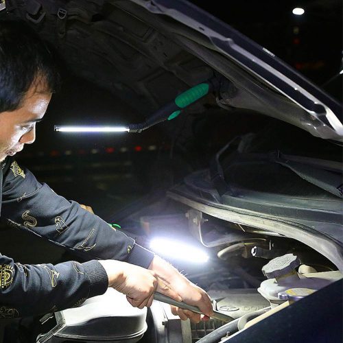 Φορτιζόμενος φακός εργασίας COB LED 360° με μαγνήτη πράσινος.