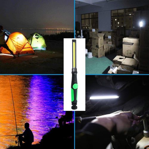 Φορτιζόμενος φακός εργασίας COB LED 360° με μαγνήτη πράσινος.