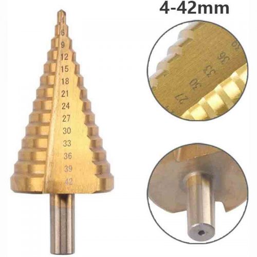 Τρυπάνι κωνικό 4 – 42 mm με επικάλυψη τιτανίου.
