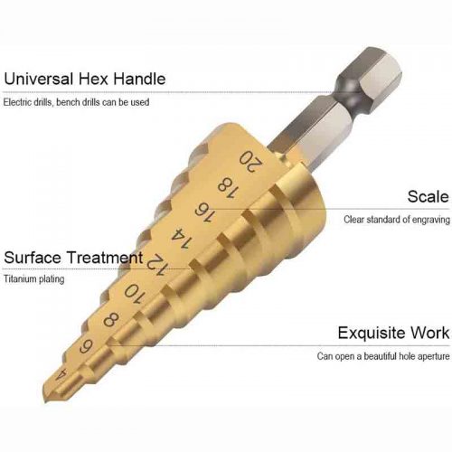 Σετ 3 τεμαχίων κωνικά τρυπάνια με επικάλυψη τιτανίου mm.