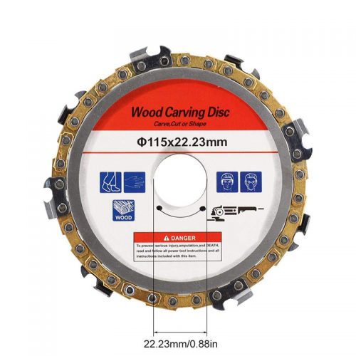 Δίσκος κοπής ξύλου για γωνιακό τροχό με αλυσίδα αλυσοπρίονου 115 mm 8 δόντια.