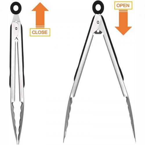 Τσιμπίδα BBQ ανοξείδωτη 30 εκατοστά μαύρη.