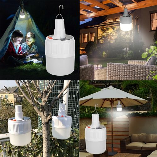 Ηλιακή επαναφορτιζόμενη λάμπα φωτιστικό νυκτός ασφαλείας με γάντζο & ηλιακό πάνελ αδιάβροχη 42 LED.