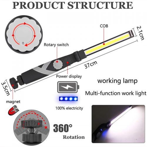 Επαναφορτιζόμενος φακός εργασίας COB LED.