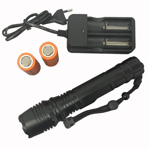 Επαναφορτιζόμενος φακός CREE LED XH-P50 με δύο μπαταρίες 26650.