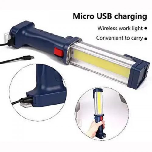 Επαναφορτιζόμενος φακός εργασίας LED COB 20w με μαγνήτη & γάντζο.