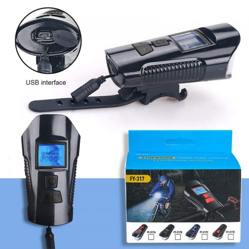 Φακός LED & κοντέρ ποδηλάτου με κόρνα 6 διαφορετικών ήχων FY 317.