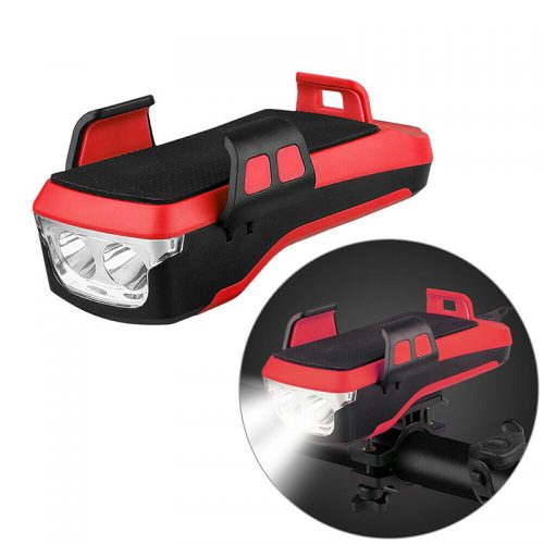 Βάση κινητού για ποδήλατο με φακό κόρνα και POWERBANK CK-2020 κόκκινο.