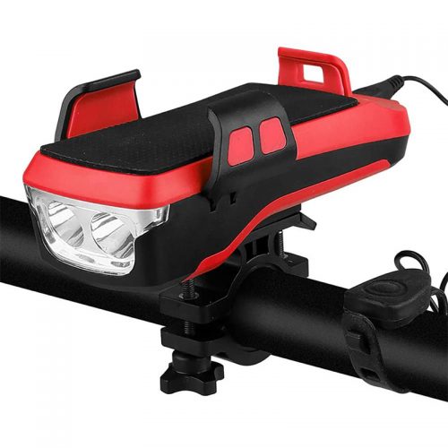 Βάση κινητού για ποδήλατο με φακό κόρνα και POWERBANK CK-2020 κόκκινο.