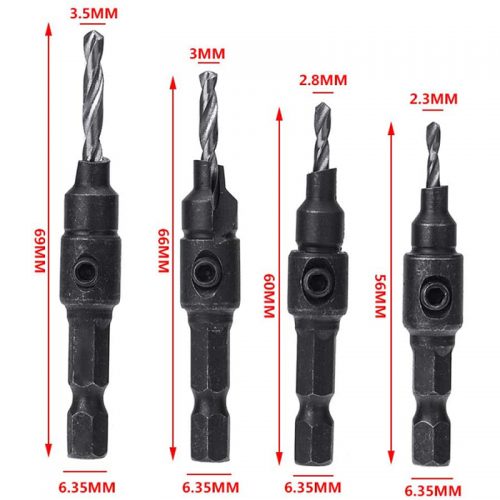 Σετ τρυπάνια φρέζας με εξάγωνο στέλεχος 1/4 4 τεμαχίων.