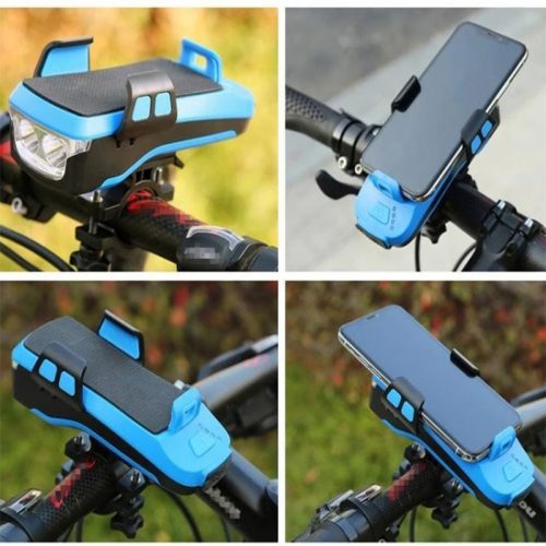 Βάση κινητού για ποδήλατο με φακό κόρνα και POWERBANK CK-2020 μπλε.