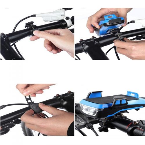 Βάση κινητού για ποδήλατο με φακό κόρνα και POWERBANK CK-2020 μπλε.