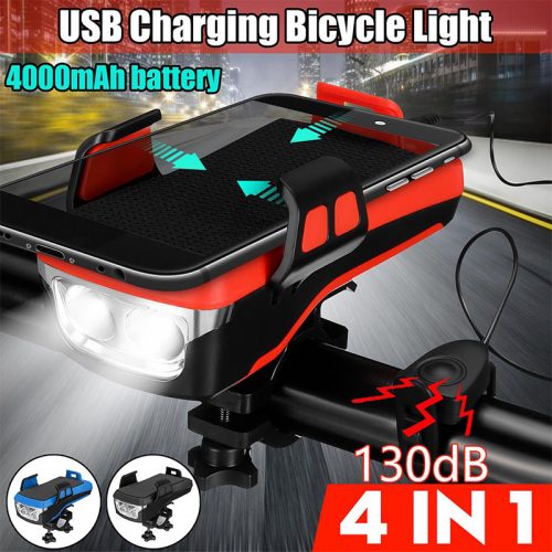 Βάση κινητού για ποδήλατο με φακό κόρνα και POWERBANK CK-2020 κόκκινο.