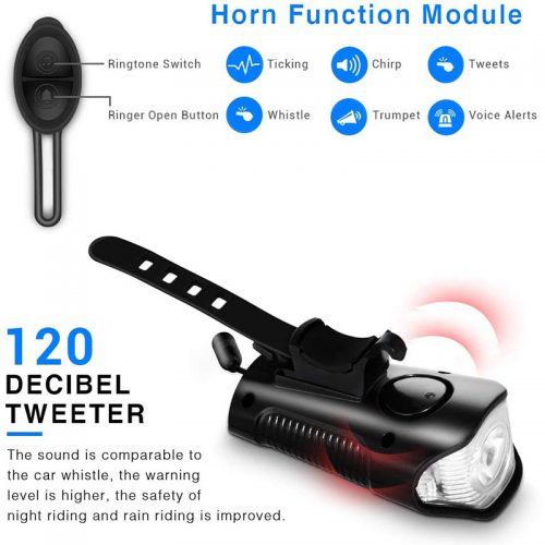 Φακός LED & κοντέρ ποδηλάτου με κόρνα 6 διαφορετικών ήχων FY 317 κόκκινο.