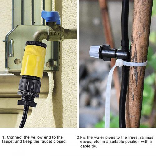 Σύστημα υδρονέφωσης για τον δροσισμό εξωτερικών χώρων μήκους 10 μέτρων με 10 μπεκ.