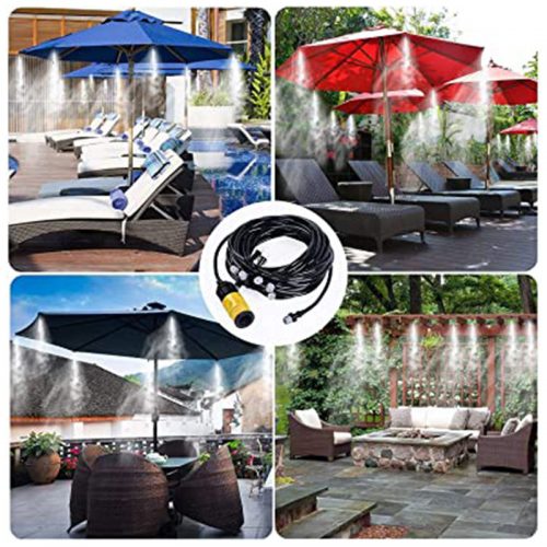 Σύστημα υδρονέφωσης για τον δροσισμό εξωτερικών χώρων μήκους 10 μέτρων με 10 μπεκ.