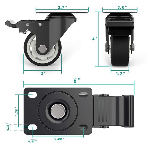 Ρόδα 3 ίντσες με φρένο.