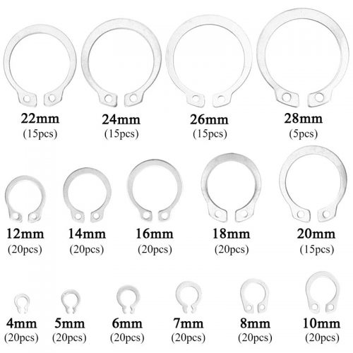 Ασφάλειες SNAP RING, μετρικές, εξωτερικές, ανοξείδωτο ατσάλι σετ 265 τεμαχίων.