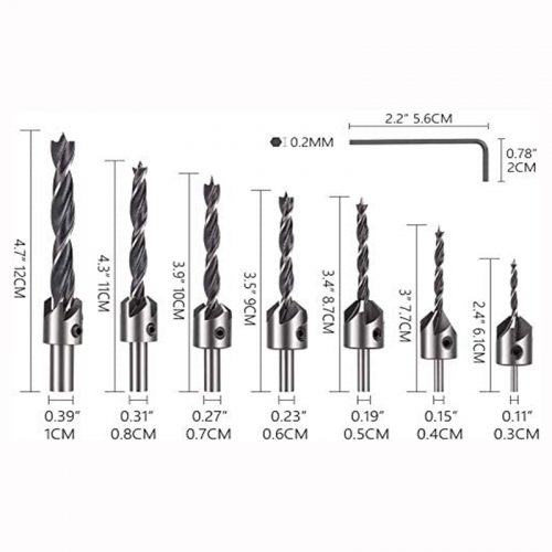 Σετ τρυπάνια ξύλου ρυθμιζόμενης φρέζας 7 τεμαχίων.