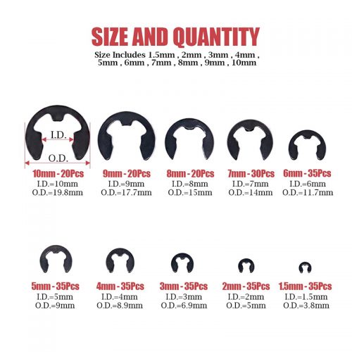 Σετ εξωτερικών ασφαλείων E-CLIP CIRCLIP 300 τεμαχίων.