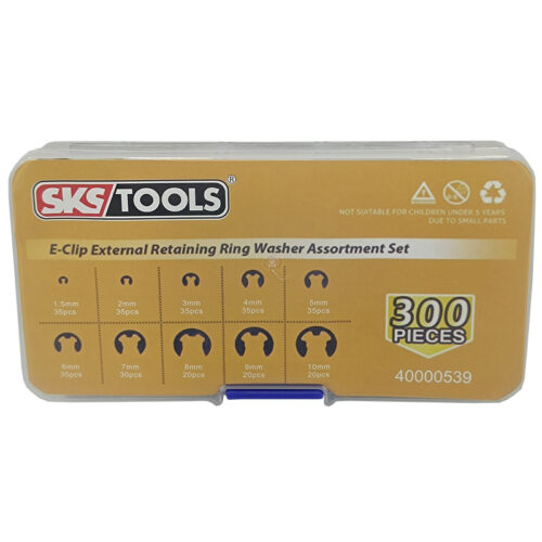 Σετ εξωτερικών ασφαλείων E-CLIP CIRCLIP 300 τεμαχίων SKS TOOLS 40000539.