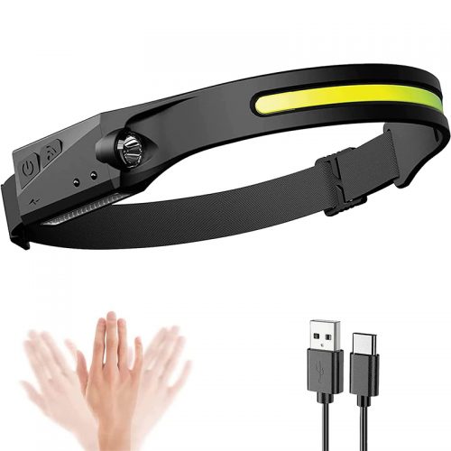 Επαναφορτιζόμενος φακός κεφαλής προβολέας 350 LUMENS , 230° , αδιάβροχος με 5 λειτουργίες και αισθητήρα.