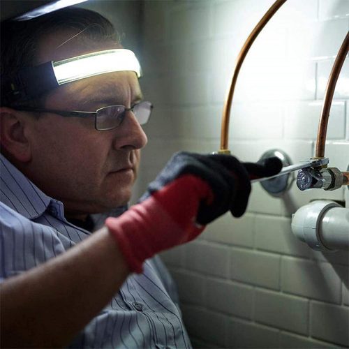 Επαναφορτιζόμενος φακός κεφαλής SUPER BRIGHT LED με πίσω φως ασφαλείας και 3 λειτουργίες.