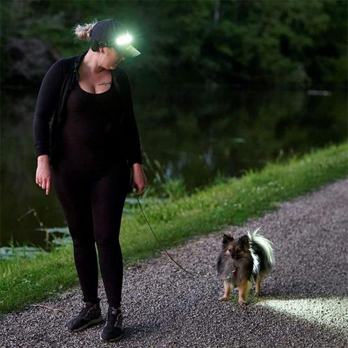 Επαναφορτιζόμενος φακός κεφαλής SUPER BRIGHT LED με πίσω φως ασφαλείας και 3 λειτουργίες.