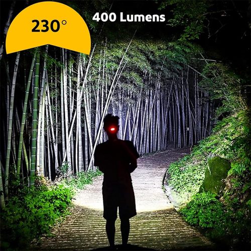 Επαναφορτιζόμενος φακός κεφαλής SUPER BRIGHT LED με πίσω φως ασφαλείας και 3 λειτουργίες.