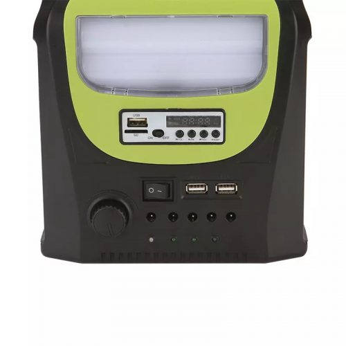 Ηλιακό σύστημα φωτισμού & φόρτισης με ηχείο USB/SD Mp3 PLAYER, FM RADIO, ηλιακό PANEL, μπαταρία, φακό & φωτιστικό με 3 Λάμπες LED.