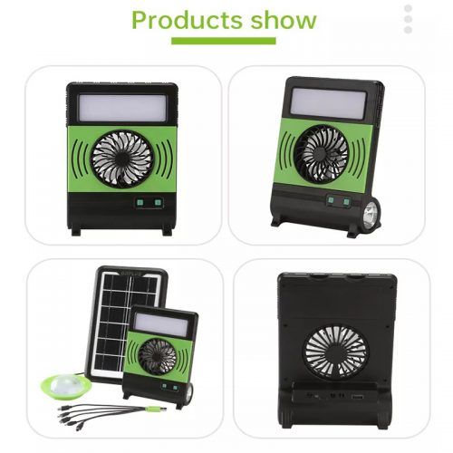 Mini Ηλιακό Σύστημα Φωτισμού LED & Φόρτισης με Ανεμιστήρα, Φακό, Φωτιστικό SOS & Φωτοβολταϊκό Πάνελ.