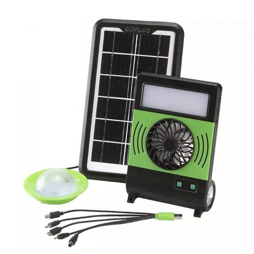 Mini Ηλιακό Σύστημα Φωτισμού LED & Φόρτισης με Ανεμιστήρα, Φακό, Φωτιστικό SOS & Φωτοβολταϊκό Πάνελ.