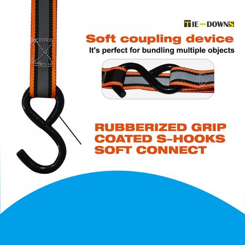 Σετ με δύο ιμάντες πρόσδεσης με καστάνια και γάντζους 25mm X 3,6m.