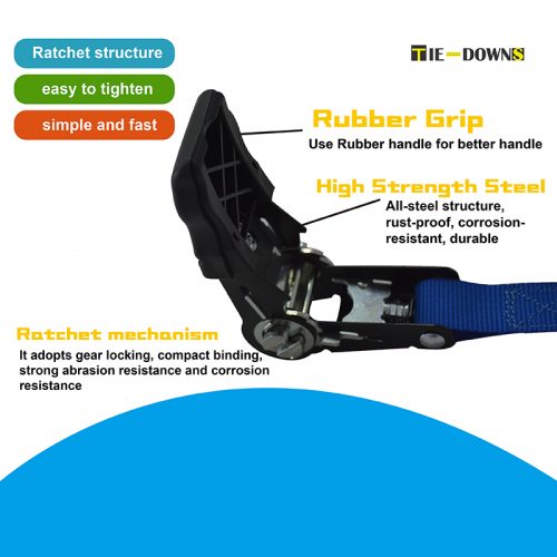 Ιμάντας πρόσδεσης με καστάνια και δύο γάτζους 25mm X 4,25 m.