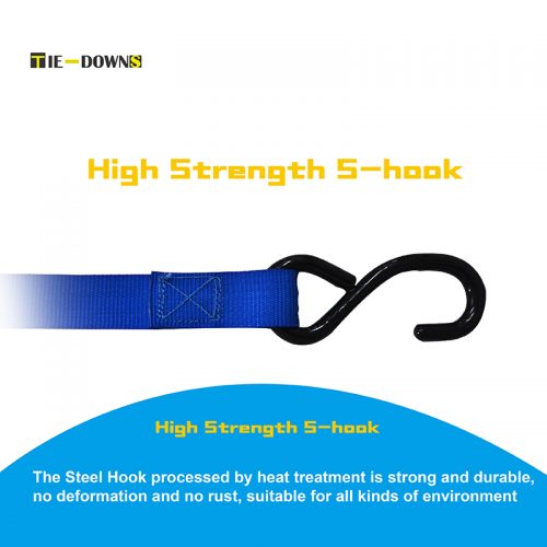 Ιμάντας πρόσδεσης με καστάνια και δύο γάτζους 25mm X 4,25 m.