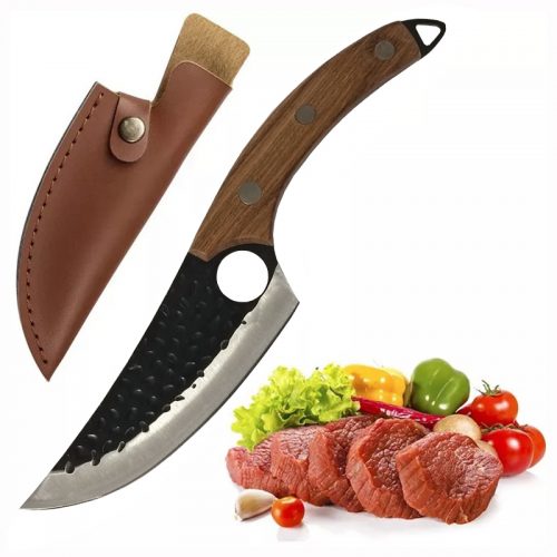 Μαχαίρι σφυρήλατο από ανοξείδωτο ατσάλι & δερμάτινη θήκη.