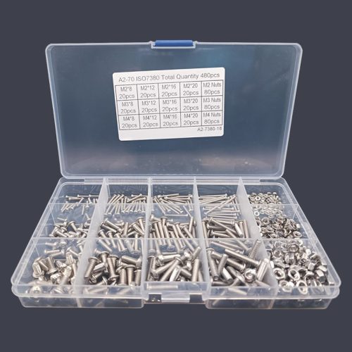 Σετ με ανοξείδωτες βίδες & παξιμάδια 480 τεμαχίων.