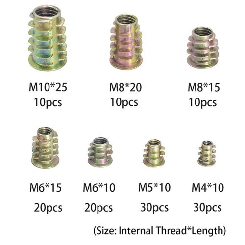 Σετ 130 τεμαχίων μεταλλικά ούπα με σπείρωμα για ξύλο M4 - M10.