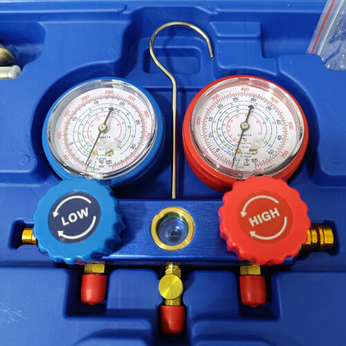 Σετ κάσα μανόμετρων διπλή με σωλήνες πλήρωσης και ταχυσύνδεσμους για R410A ,R32, R134A , R404A, SKS TOOLS 50000003.