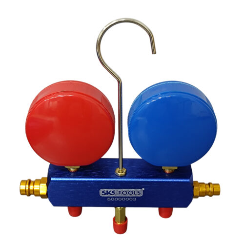 Σετ κάσα μανόμετρων διπλή με σωλήνες πλήρωσης και ταχυσύνδεσμους για R410A ,R32, R134A , R404A, SKS TOOLS 50000003.