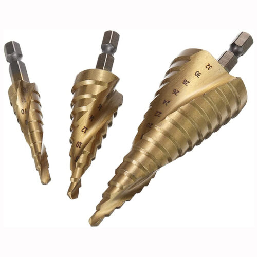 Σετ 3 κωνικών τρυπανιών με επικάλυψη τιτανίου.