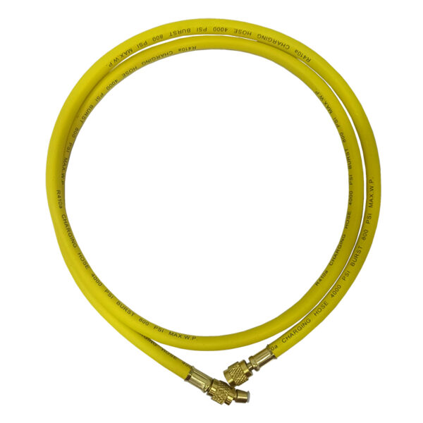 Σωλήνας πλήρωσης φρέον κίτρινινος, μήκος 1500mm, ¼ / ¼, 800 – 4000 psi.