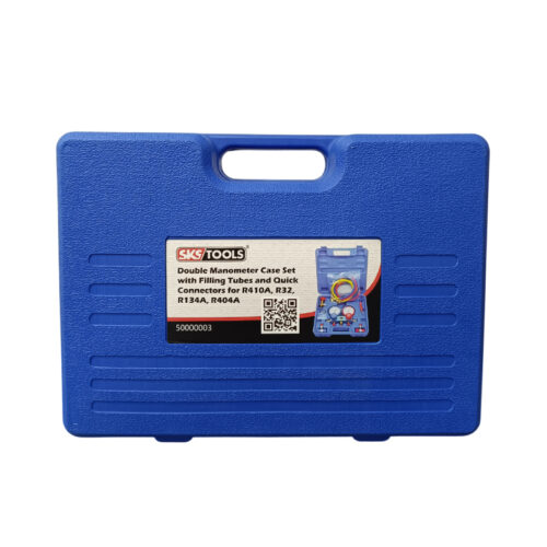 Σετ κάσα μανόμετρων διπλή με σωλήνες πλήρωσης και ταχυσύνδεσμους για R410A ,R32, R134A , R404A, SKS TOOLS 50000003.